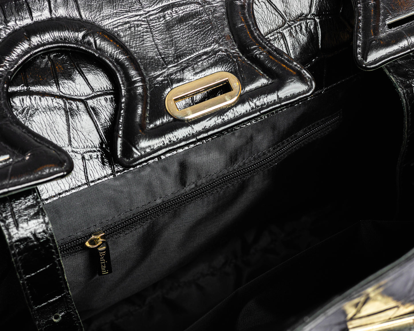 Stacy - Black Croc Tote Bag-4