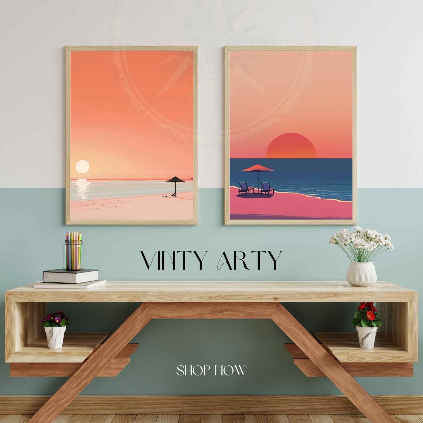 Affiche plage - Affiche Minimaliste plage - Affiche coucher de soleil-4