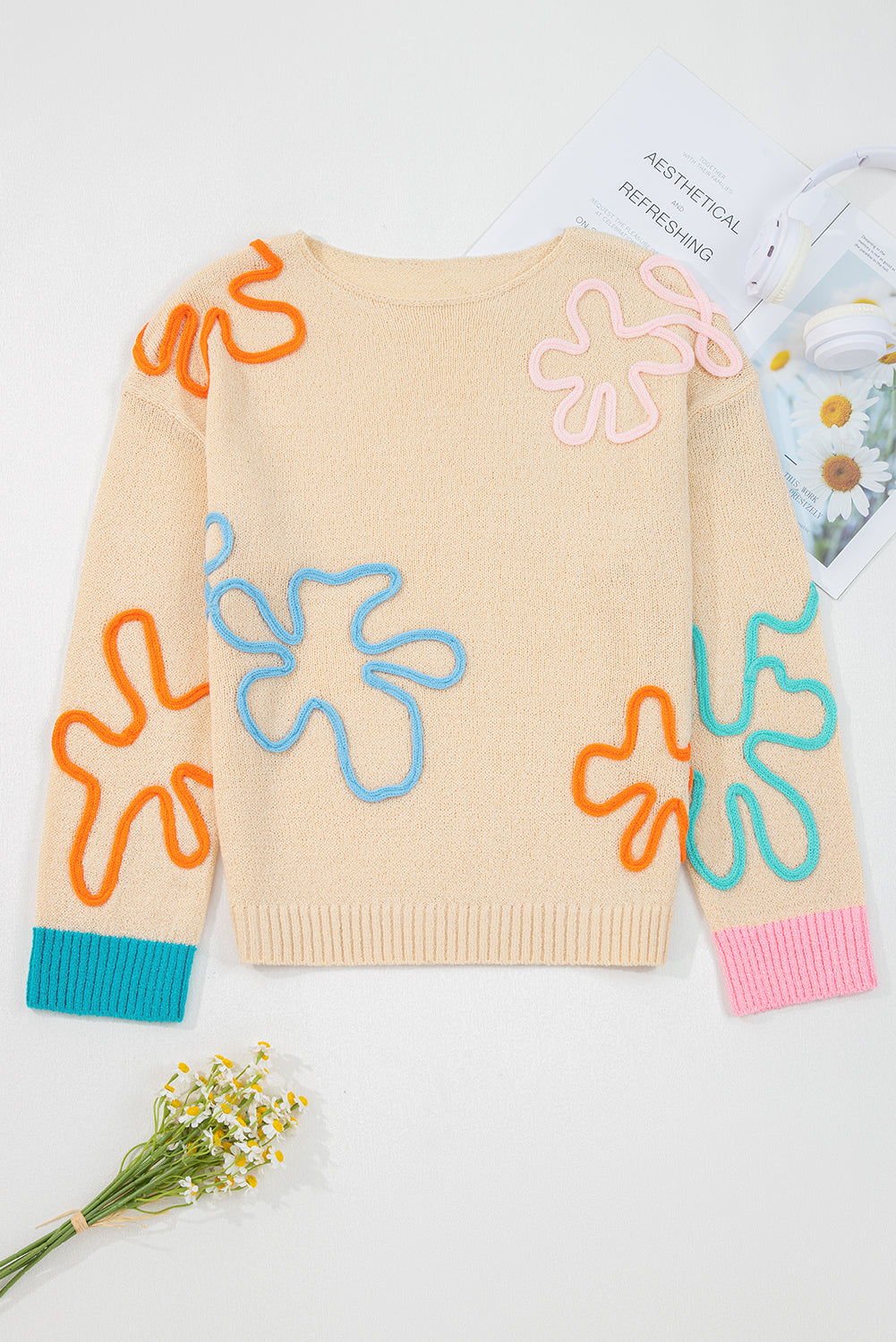 Destiny Colorblock Cuffed Loose Sweater-3