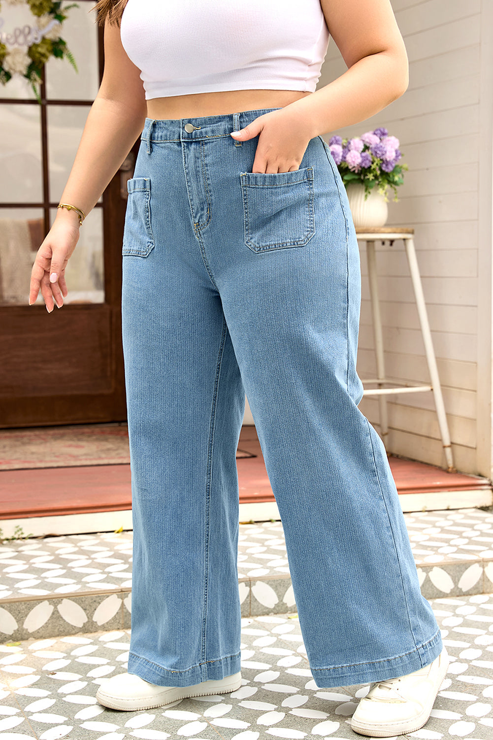 Adelyn Textured Wide Leg PLUS Jeans-3