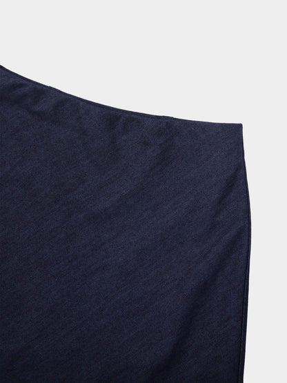 Classic Denim Skirt 37"-Dark Blue-4