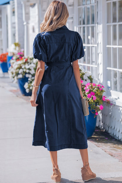 Makayla Bubble Sleeve Long Dress-1