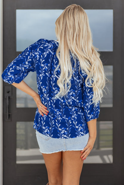 Miley Bracelet Sleeve Notched Blouse-1