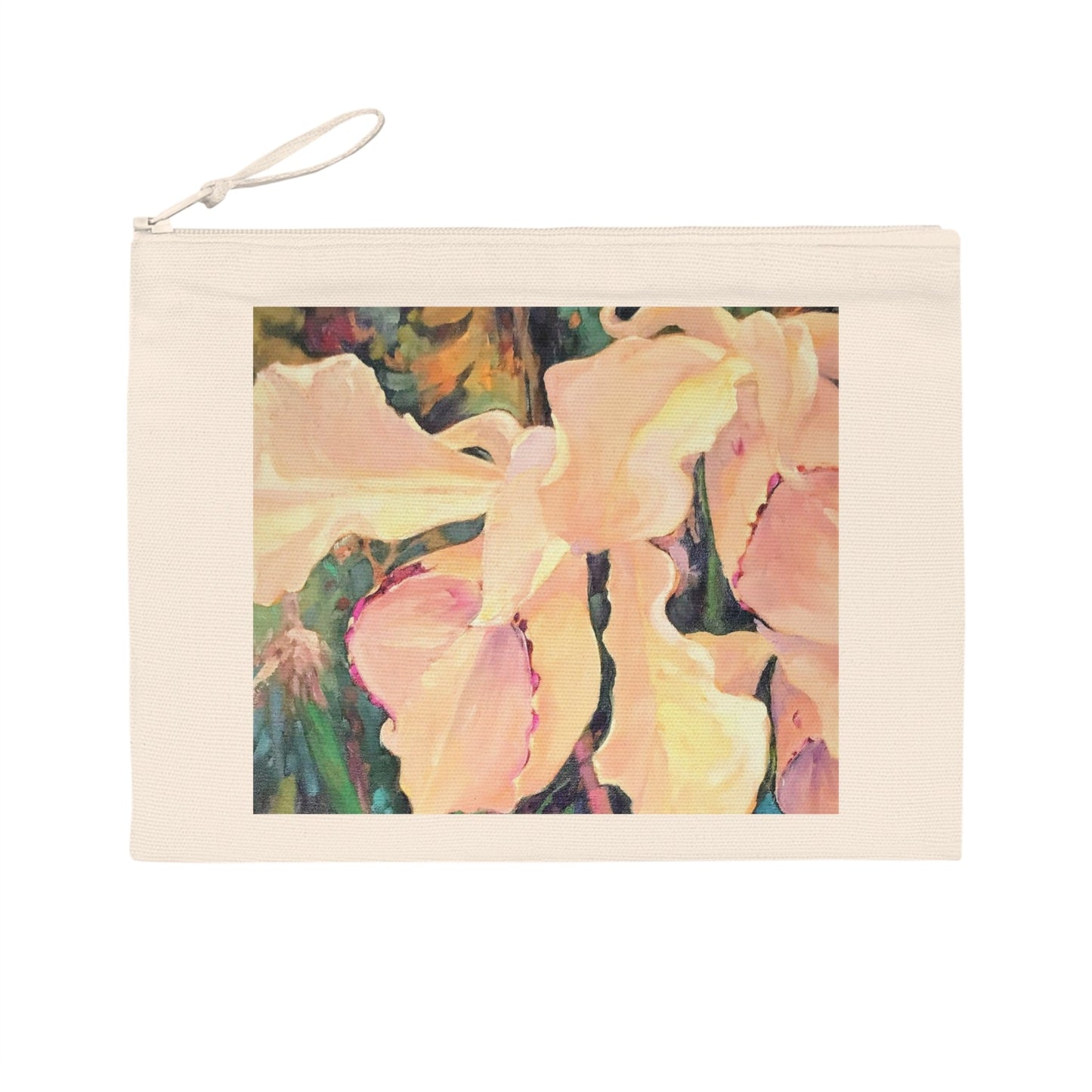 Eco-Friendly Pouch with 'Orchid' I Original Artwork by American Artist Barbara Cleary-0