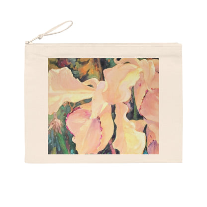 Eco-Friendly Pouch with 'Orchid' I Original Artwork by American Artist Barbara Cleary-0