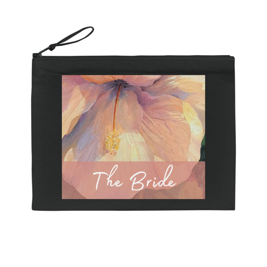 'Bride' Eco-Friendly Pouch I Bridal Collection I with 'Hibiscus' Original Artwork by American Artist Barbara Cleary