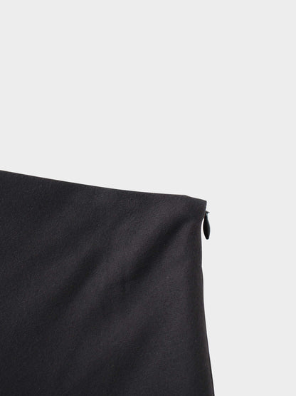 Basic A-Line Seamed Maxi Skirt-Black-4