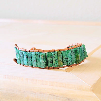 **Woven African Turquoise Beaded Bracelet 810b