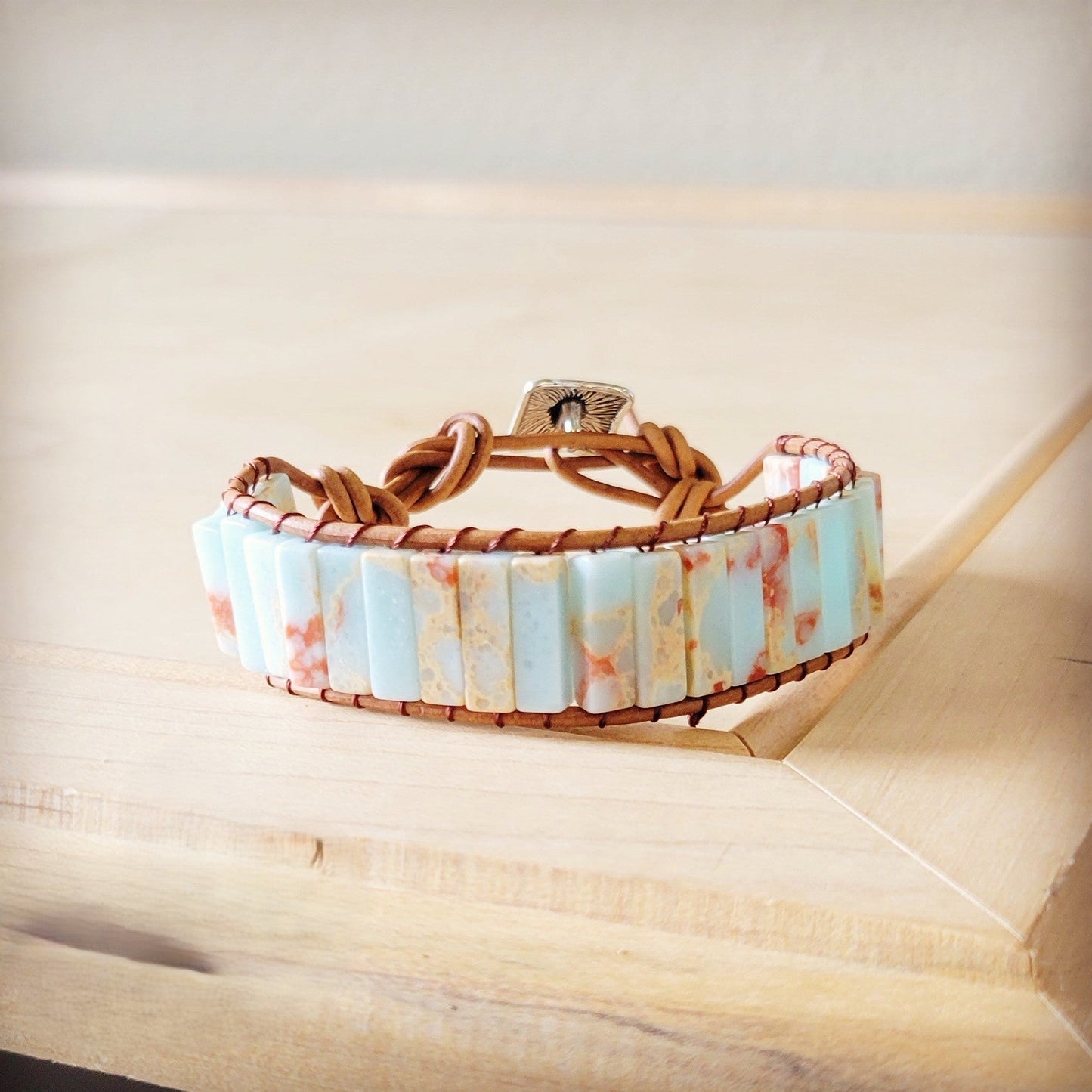 Woven Aqua Terra Beaded Bracelet 810a-0