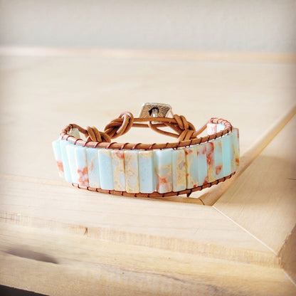 Woven Aqua Terra Beaded Bracelet 810a-0
