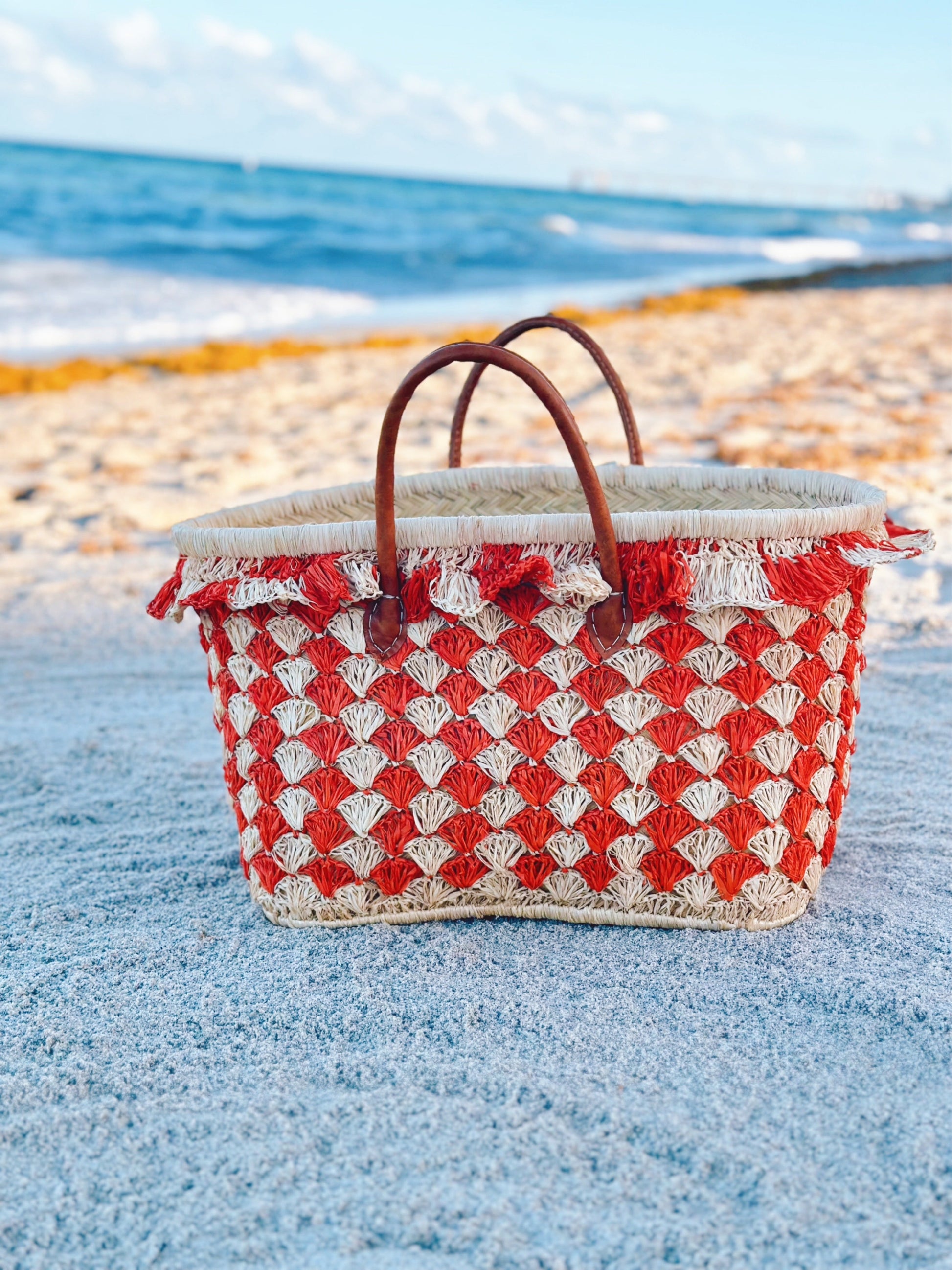 ‘Red Orange’ Designed Summer Beach Tote Bag-0
