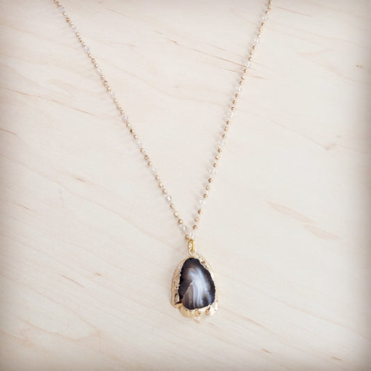 **Gilded Black Agate Necklace 257ma