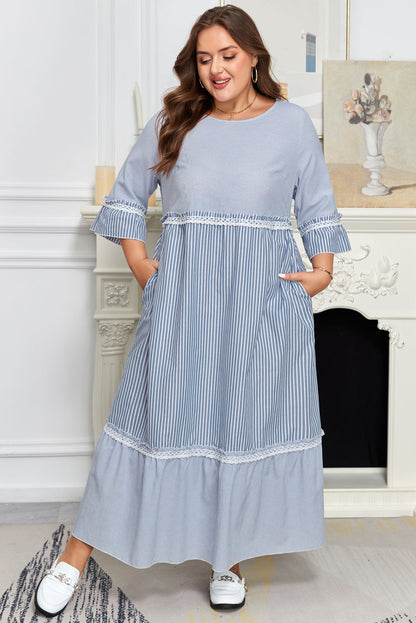 Amy Patchwork Shift Long PLUS Dress-3
