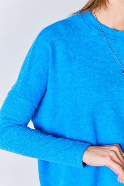 Zenana Ribbed Trim Round Neck Long Sleeve Top-3