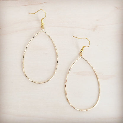 Hammered Gold Oval Hoop Earrings 200bl