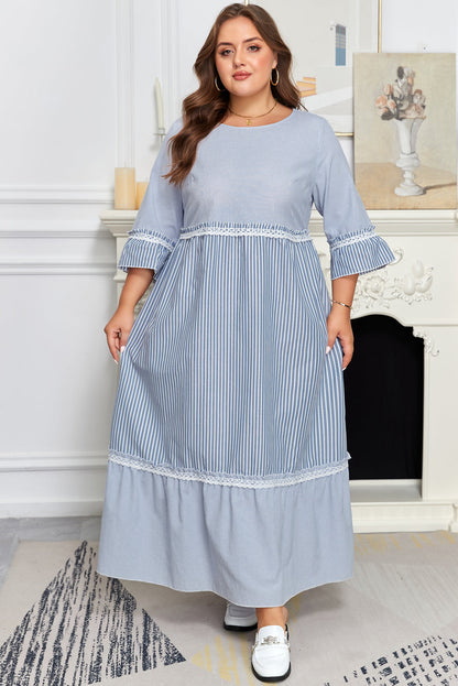 Amy Patchwork Shift Long PLUS Dress-2