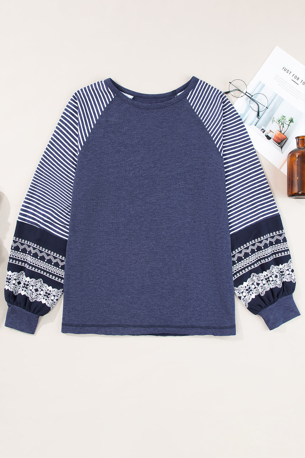 Kelsey Striped Raglan Long Sleeve Loose Top-6