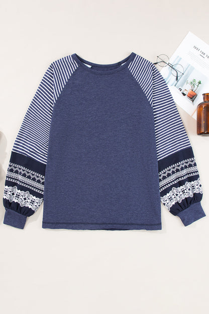 Kelsey Striped Raglan Long Sleeve Loose Top-6