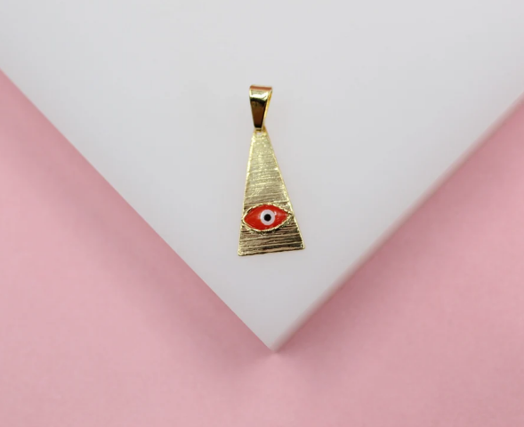 18K Gold Filled Evil Eye Triangle Shaped Pendant Colored Eye-2