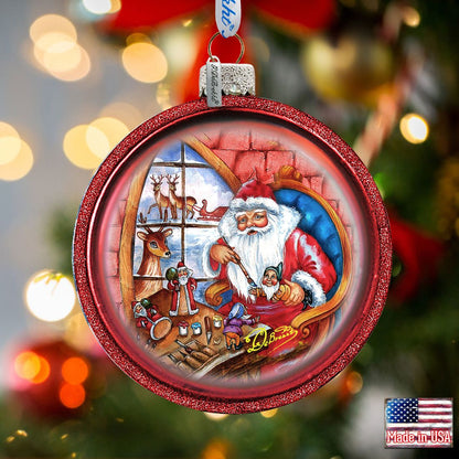 Christmas Balls Glass Ornament Set of 3 by G. DeBrekht - Christmas Santa Snowman Decor - 75011-B3