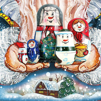 Santa with Matreshka Christmas Door Decor by G. DeBrekht - Christmas Santa Snowman Decor - 8117809H