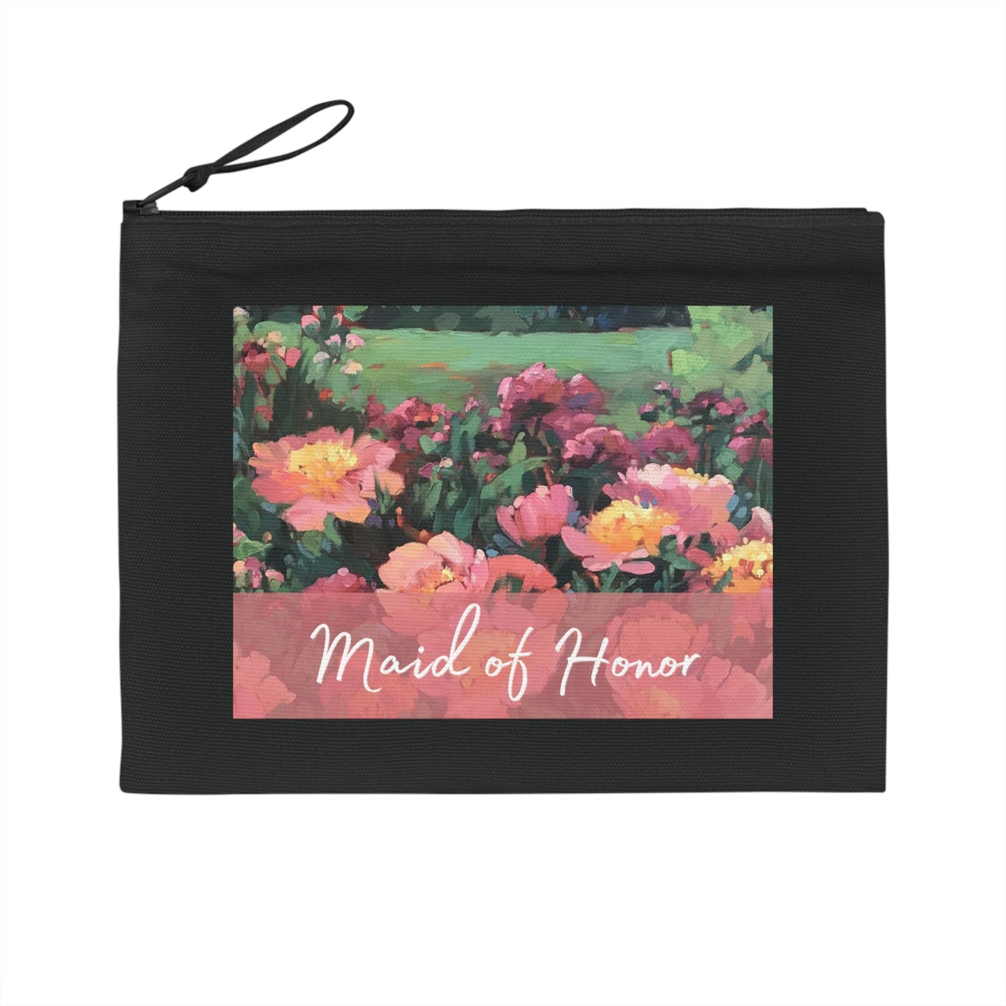 'Maid of Honor' Eco-Friendly Pouch I Bridal Collection I with 'Pink Princess' Original Artwork by American Artist Barbara Cleary