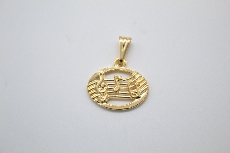 18K Gold Filled Musical Notes Pendant-0