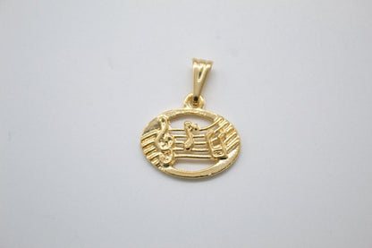 18K Gold Filled Musical Notes Pendant-0