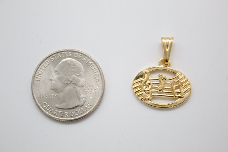 18K Gold Filled Musical Notes Pendant-2