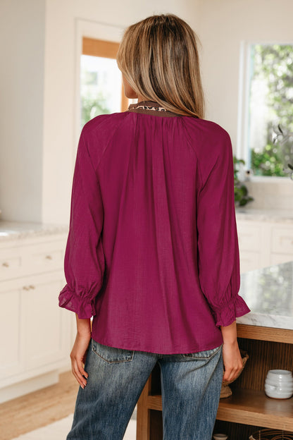Deborah Flounced Bracelet Sleeve Blouse-1