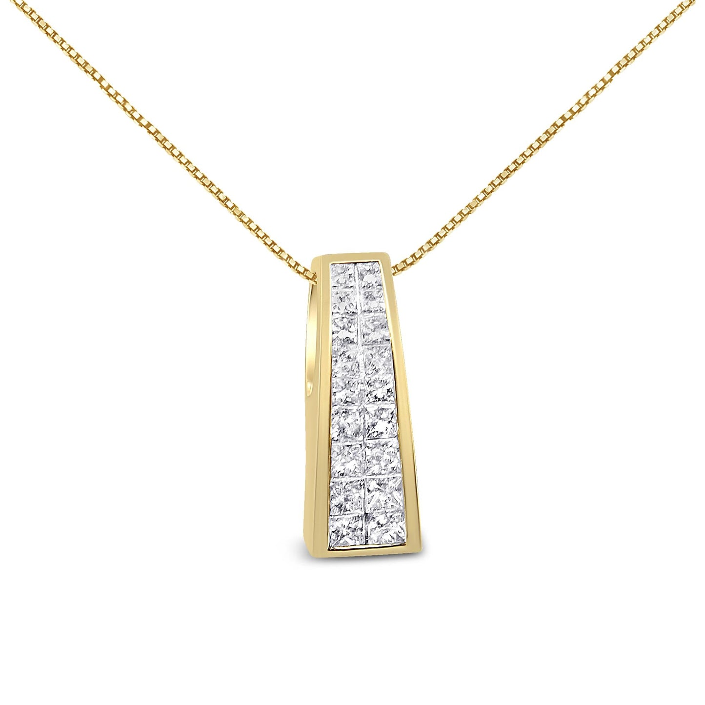 14K Yellow Gold 1 1/2 cttw Princess Cut Diamond Greek Column Pendant Necklace (G-H, VS1-VS2)-0