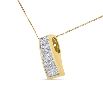 14K Yellow Gold 1 1/2 cttw Princess Cut Diamond Greek Column Pendant Necklace (G-H, VS1-VS2)-3