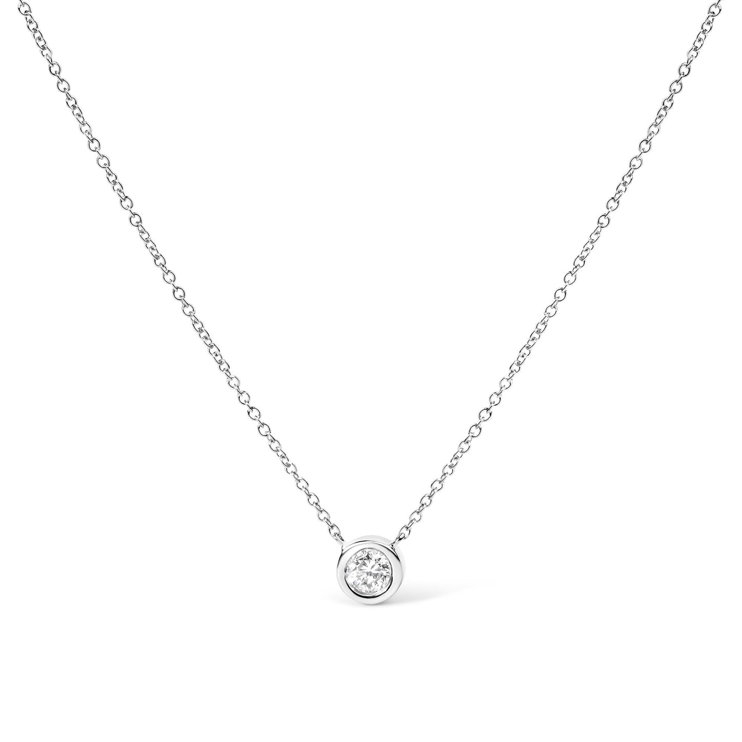 14K Gold Lab Grown Diamond Modern Bezel-Set Solitaire 16"-18" Pendant Necklace (F-G Color, VS2-SI1 Clarity)-2