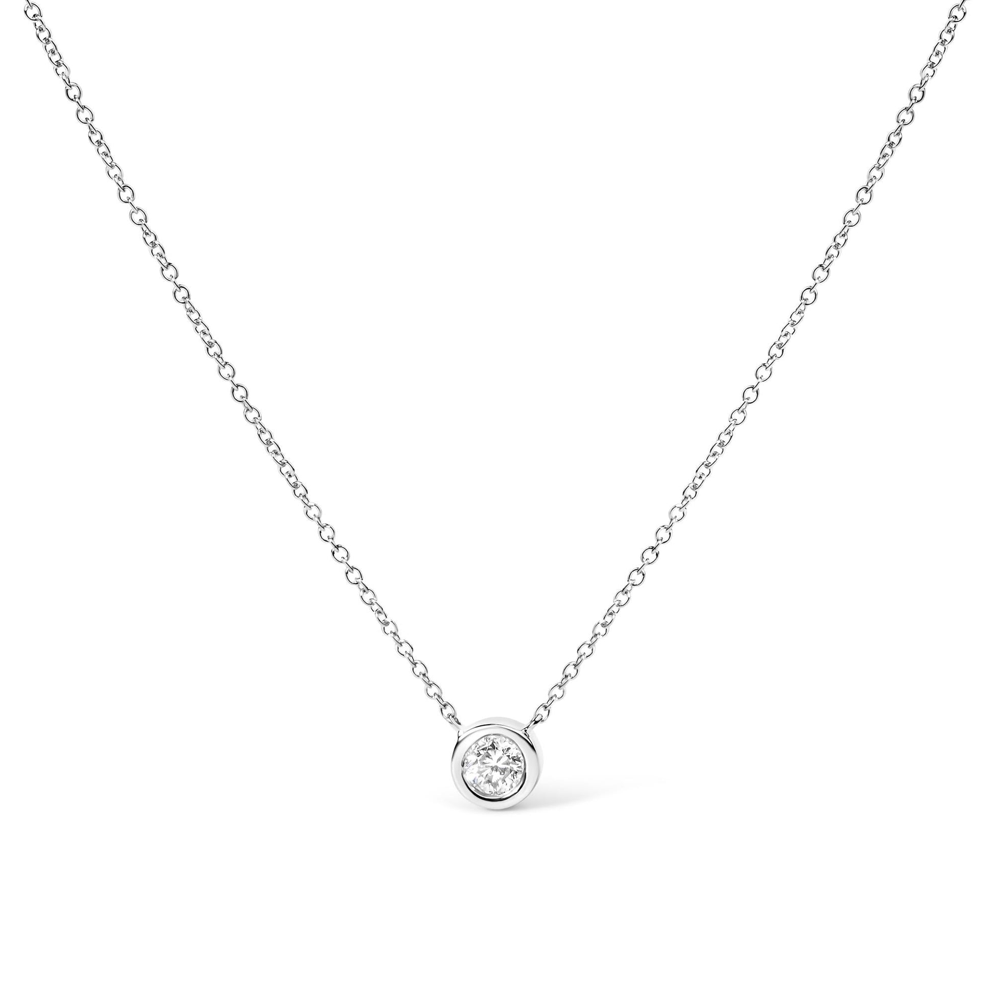 14K Gold Lab Grown Diamond Modern Bezel-Set Solitaire 16"-18" Pendant Necklace (F-G Color, VS2-SI1 Clarity)-2