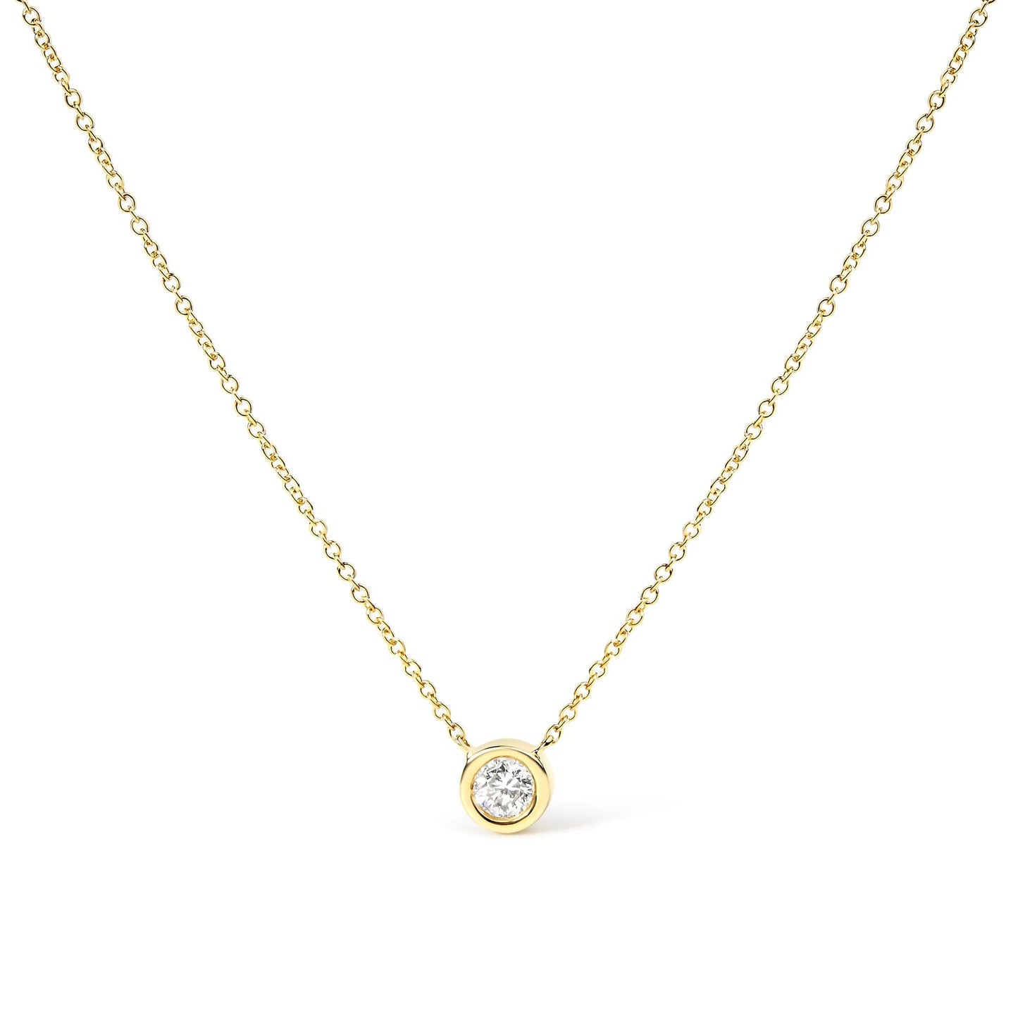 14K Gold Lab Grown Diamond Modern Bezel-Set Solitaire 16"-18" Pendant Necklace (F-G Color, VS2-SI1 Clarity)-0