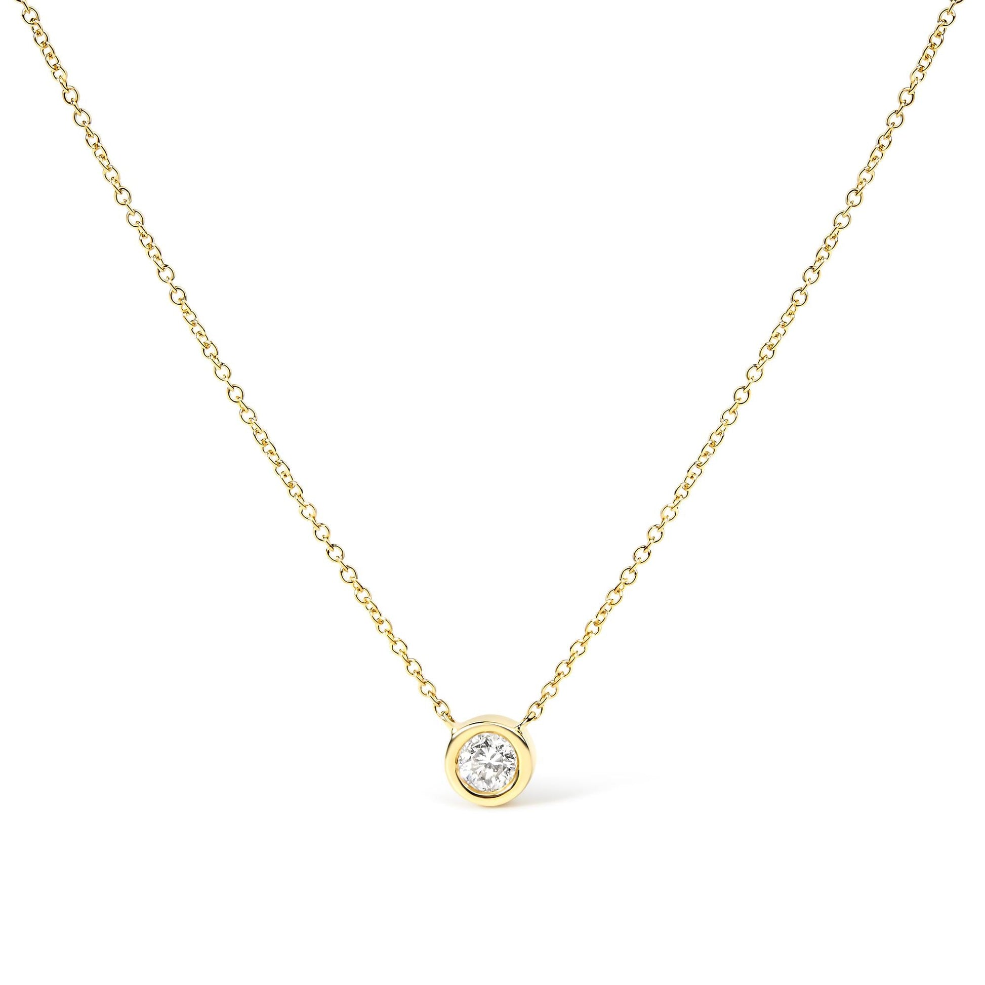 14K Gold Lab Grown Diamond Modern Bezel-Set Solitaire 16"-18" Pendant Necklace (F-G Color, VS2-SI1 Clarity)-0