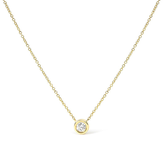 14K Gold Lab Grown Diamond Modern Bezel-Set Solitaire 16"-18" Pendant Necklace (F-G Color, VS2-SI1 Clarity)-0