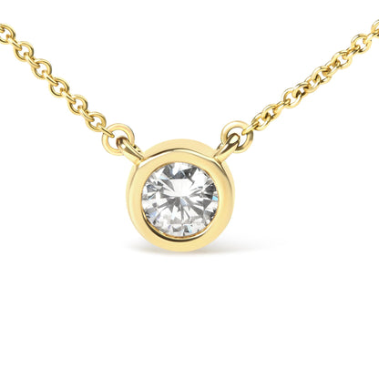 14K Gold Lab Grown Diamond Modern Bezel-Set Solitaire 16"-18" Pendant Necklace (F-G Color, VS2-SI1 Clarity)-4