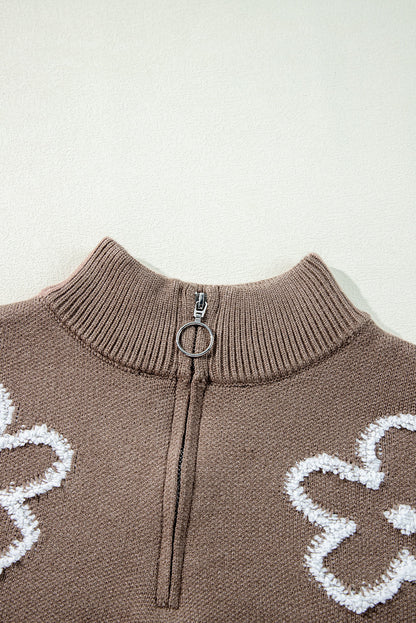 Eleanor Half Zipper Stand Sweater-2
