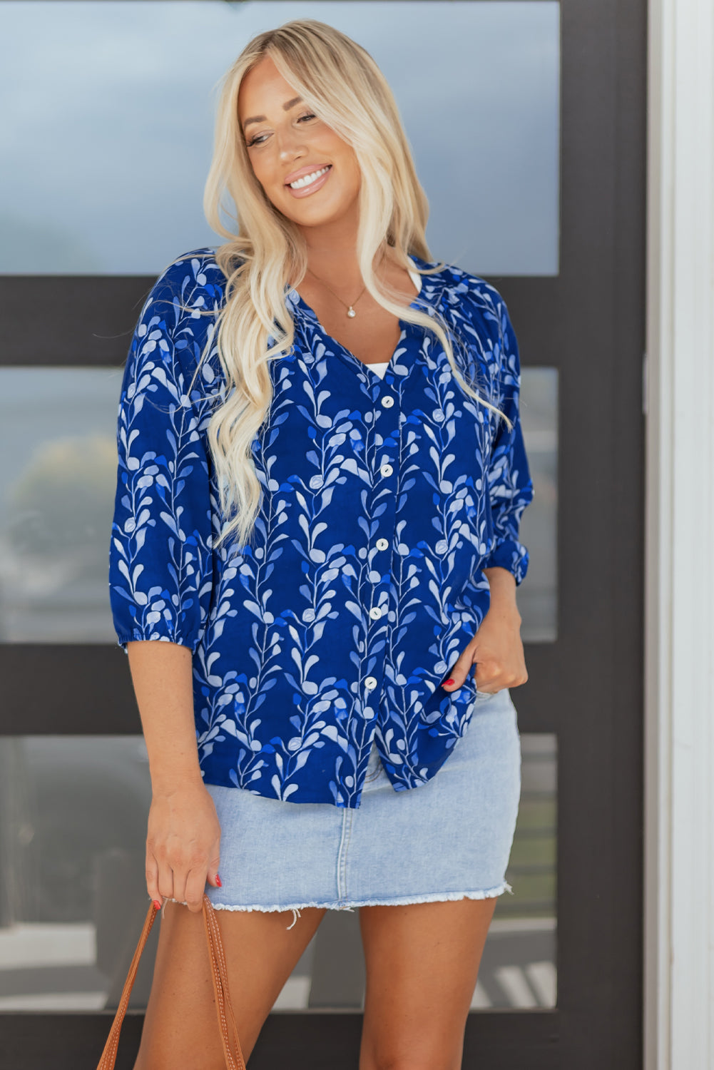 Miley Bracelet Sleeve Notched Blouse-4
