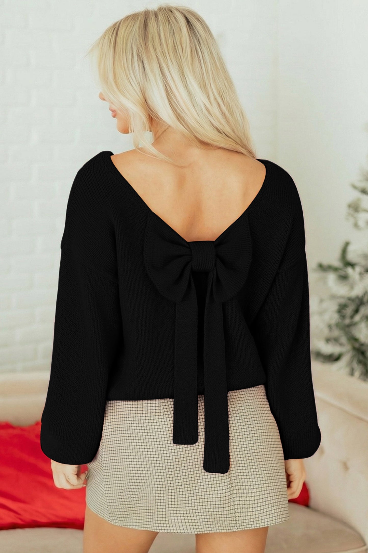 Faye Backless Bubble Sleeve Sweater-0