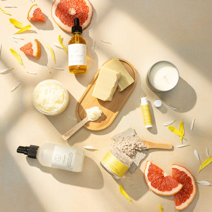 Summery Christmas in July - Care Package, Handmade Natural Bath and Body Gift Box, Thank You Gift, Chrismas Gift box, Holiday spa box - Citrus full set with a FREE white sponge-1