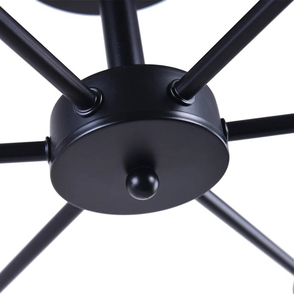Mid-Century Modern 6-Light Semi Flush Mount Sputnik Ceiling Light in Black-1