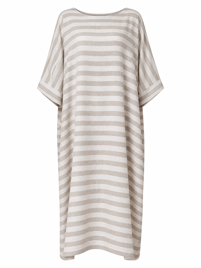 Grounded Striped Linen Maxi Dress-1