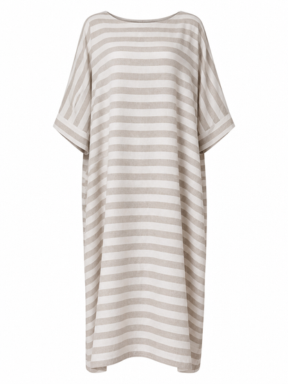 Grounded Striped Linen Maxi Dress-1