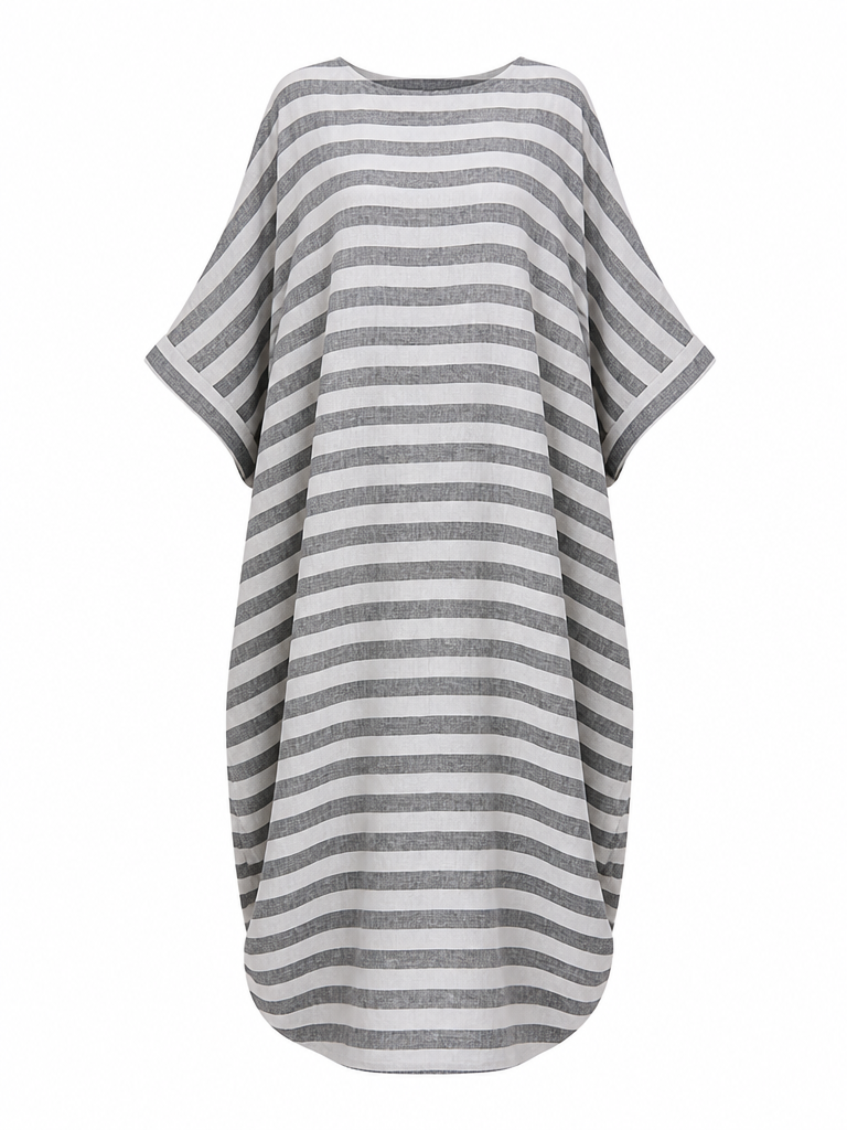Grounded Striped Linen Maxi Dress-2
