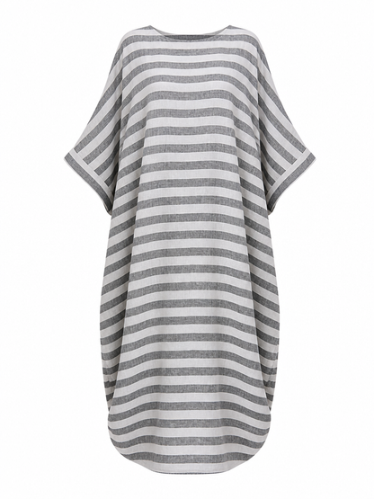 Grounded Striped Linen Maxi Dress-2