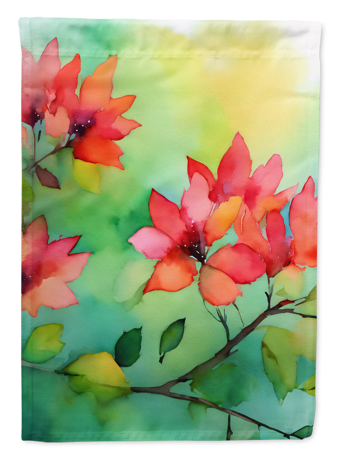 Missouri Hawthorns in Watercolor House Flag-0
