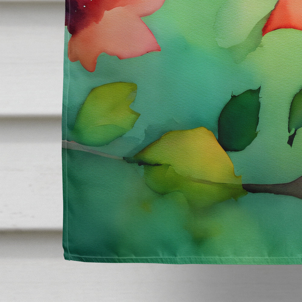 Missouri Hawthorns in Watercolor House Flag-3