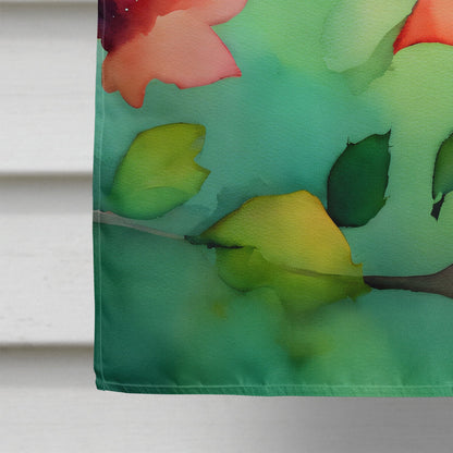 Missouri Hawthorns in Watercolor House Flag-3